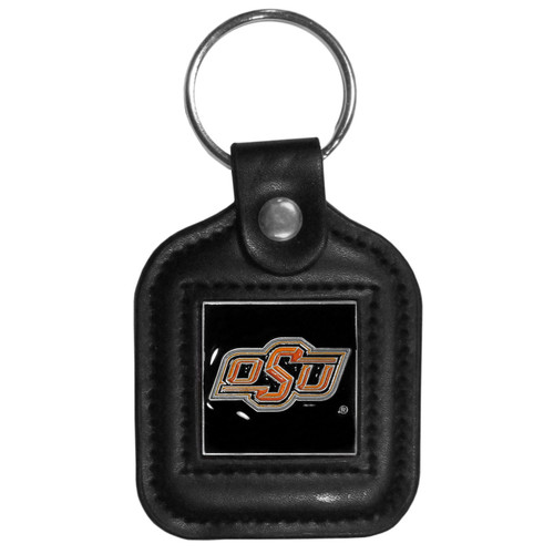 Oklahoma St. Cowboys Square Leatherette Key Chain