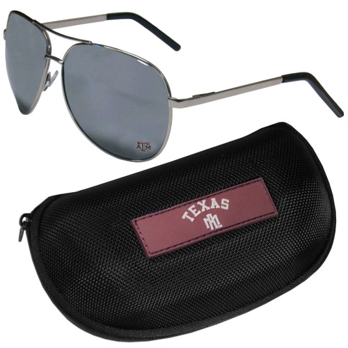 Texas A & M Aggies Aviator Sunglasses and Zippered Carrying Case