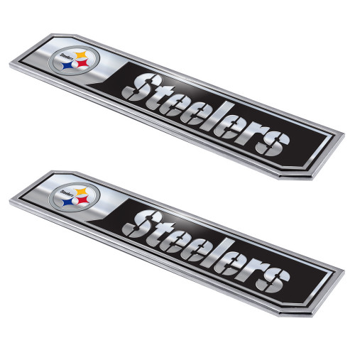 Pittsburgh Steelers Embossed Truck Emblem 2-pk Primary Logo & Wordmark Black