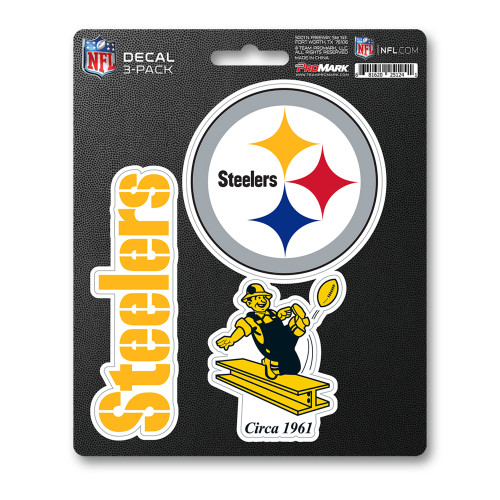 Pittsburgh Steelers Decal 3-pk 3 Various Logos / Wordmark Multi Color