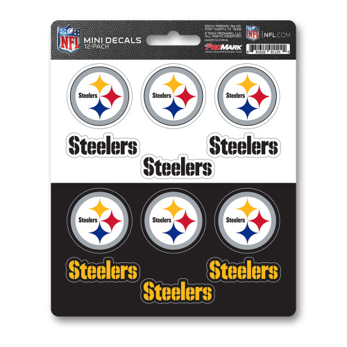 Pittsburgh Steelers Mini Decal 12-pk 12 Various Logos / Wordmark Multi Color