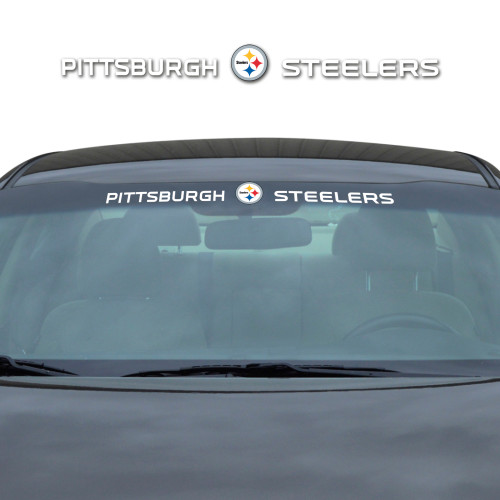 Pittsburgh Steelers Windshield Decal Primary Logo and Team Wordmark White