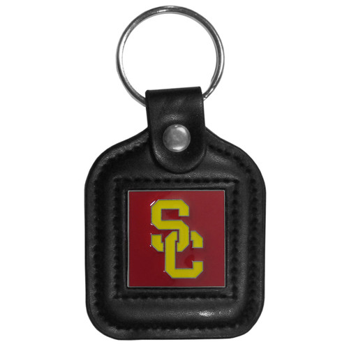 USC Trojans Square Leatherette Key Chain