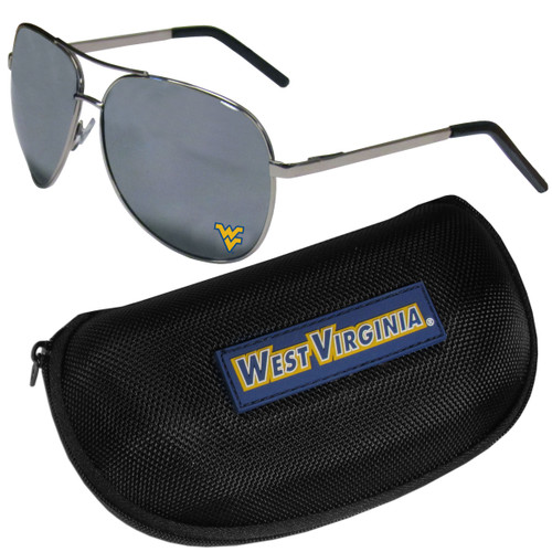 W. Virginia Mountaineers Aviator Sunglasses and Zippered Carrying Case
