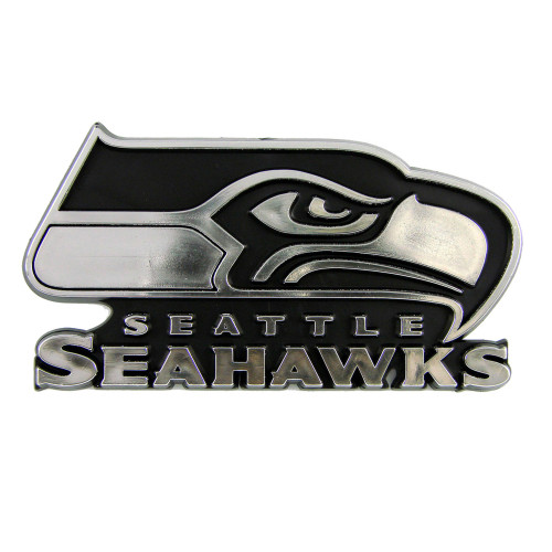 Seattle Seahawks Molded Chrome Emblem Seahawk Primary Logo and Wordmark Chrome