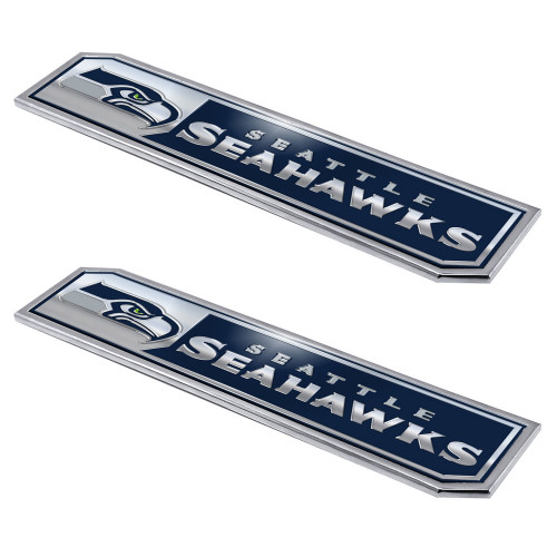 Seattle Seahawks Embossed Truck Emblem 2-pk Primary Logo & Wordmark Blue