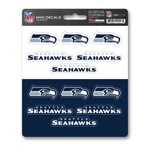 Seattle Seahawks Mini Decal 12-pk 12 Various Logos / Wordmark Blue, Gray