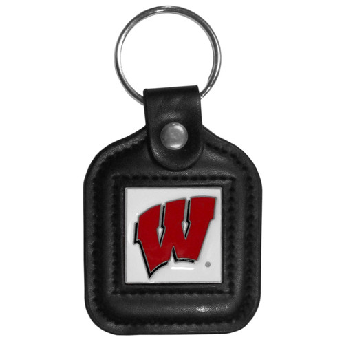 Wisconsin Badgers Square Leatherette Key Chain