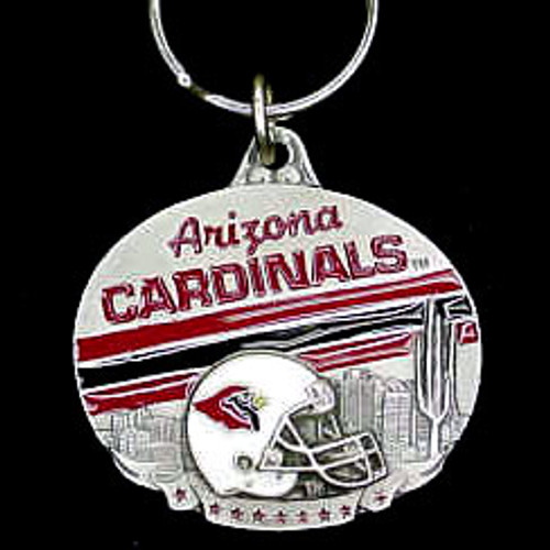 Arizona Cardinals Oval Carved Metal Key Chain