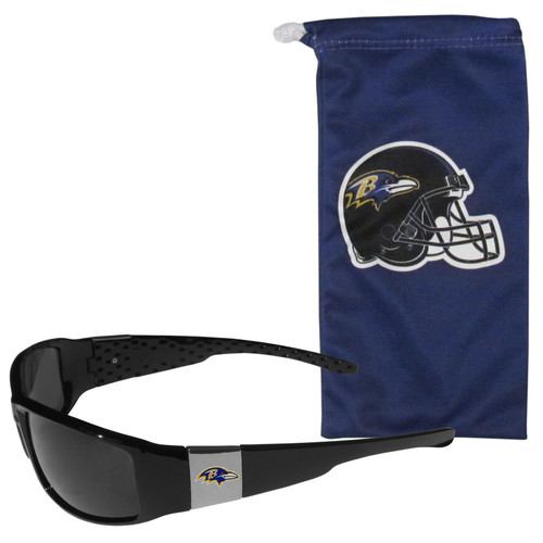 Baltimore Ravens Chrome Wrap Sunglasses and Bag
