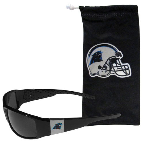 Carolina Panthers Chrome Wrap Sunglasses and Bag