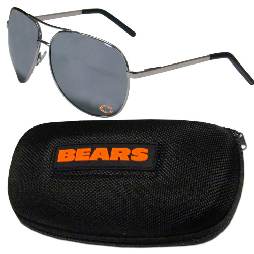 Chicago Bears Aviator Sunglasses and Zippered Carrying Case