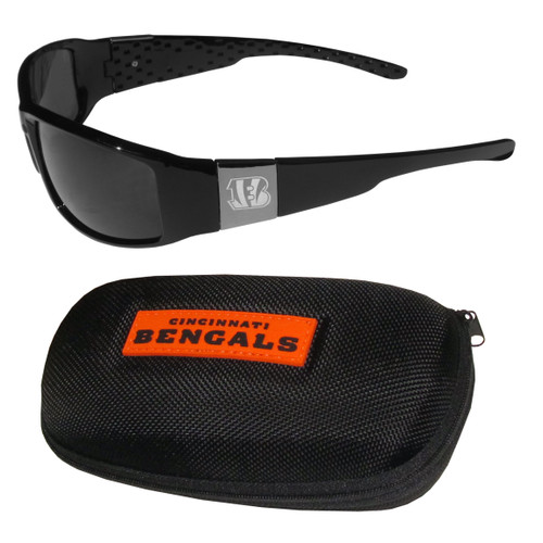 Cincinnati Bengals Chrome Wrap Sunglasses and Zippered Carrying Case