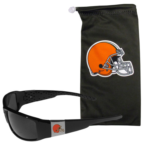Cleveland Browns Chrome Wrap Sunglasses and Bag