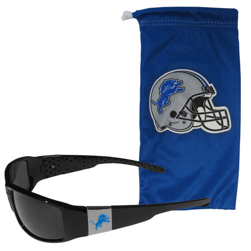 Detroit Lions Chrome Wrap Sunglasses and Bag