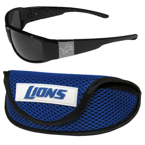 Detroit Lions Chrome Wrap Sunglasses and Sports Case