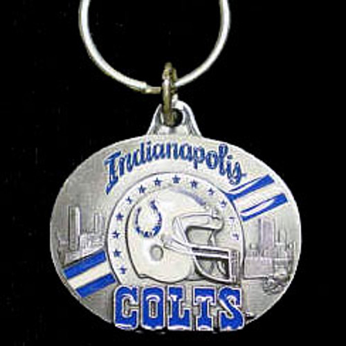 Indianapolis Colts Oval Carved Metal Key Chain