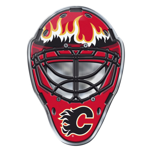 Calgary Flames Embossed Helmet Emblem Hockey Mask with Primary Logo