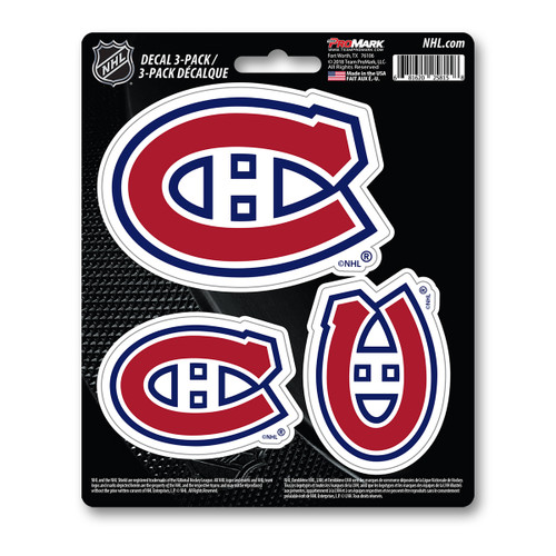 Montreal Canadiens Decal 3-pk 3 Various Logos / Wordmark