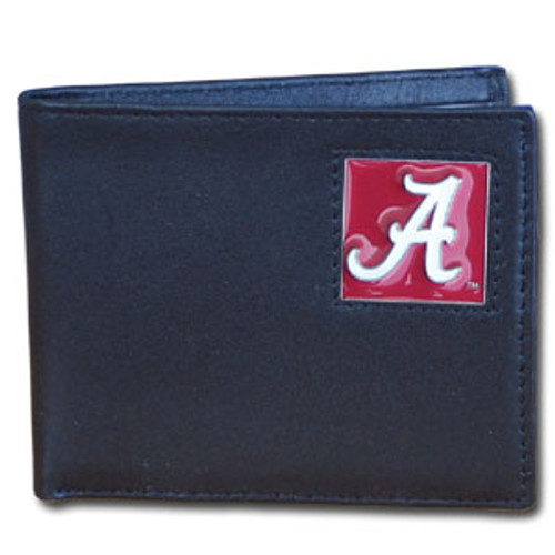 Alabama Crimson Tide Leather Bi-fold Wallet Packaged in Gift Box
