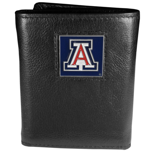 Arizona Wildcats Deluxe Leather Tri-fold Wallet Packaged in Gift Box