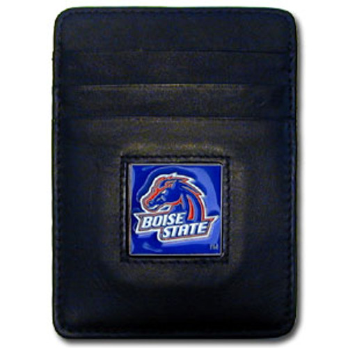 Boise St. Broncos Leather Money Clip/Cardholder Packaged in Gift Box