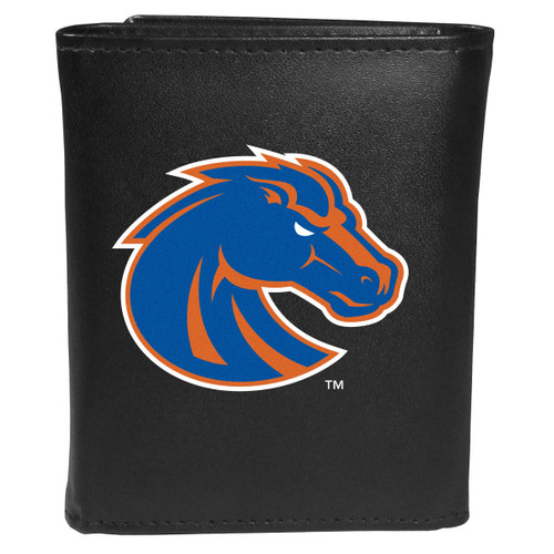 Boise St. Broncos Leather Tri-fold Wallet, Large Logo