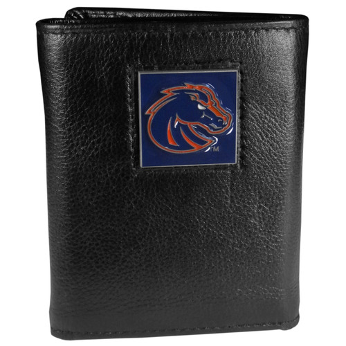 Boise St. Broncos Deluxe Leather Tri-fold Wallet