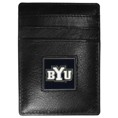 BYU Cougars Leather Money Clip/Cardholder Packaged in Gift Box