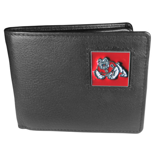 Fresno St. Bulldogs  Leather Bi-fold Wallet Packaged in Gift Box