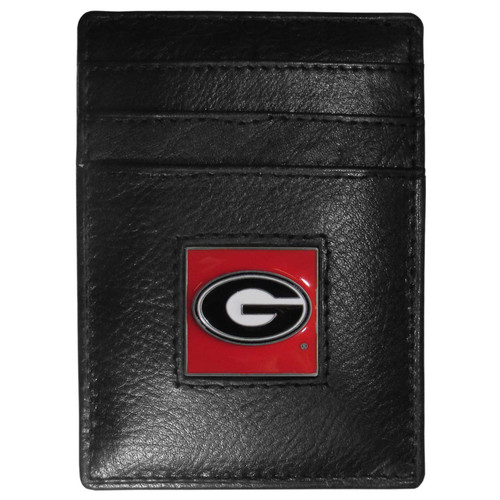 Georgia Bulldogs Leather Money Clip/Cardholder Packaged in Gift Box