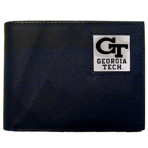 Georgia Tech Yellow Jackets Leather Bi-fold Wallet Packaged in Gift Box