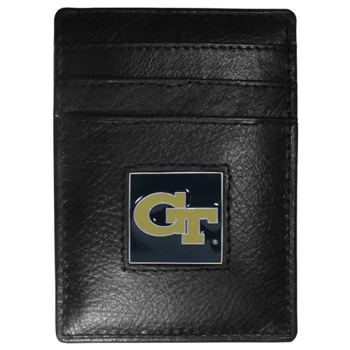 Georgia Tech Yellow Jackets Leather Money Clip/Cardholder Packaged in Gift Box