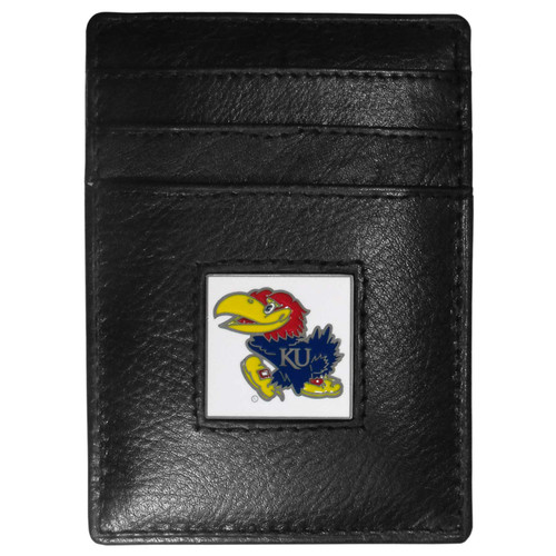 Kansas Jayhawks Leather Money Clip/Cardholder Packaged in Gift Box