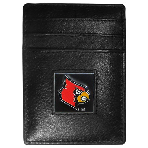 Louisville Cardinals Leather Money Clip/Cardholder Packaged in Gift Box