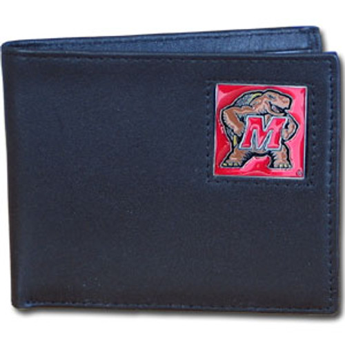 Maryland Terrapins Leather Bi-fold Wallet Packaged in Gift Box