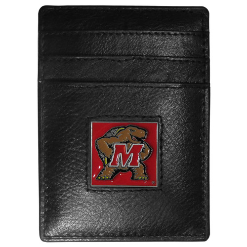 Maryland Terrapins Leather Money Clip/Cardholder Packaged in Gift Box