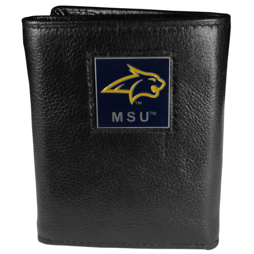 Montana St. Bobcats Deluxe Leather Tri-fold Wallet