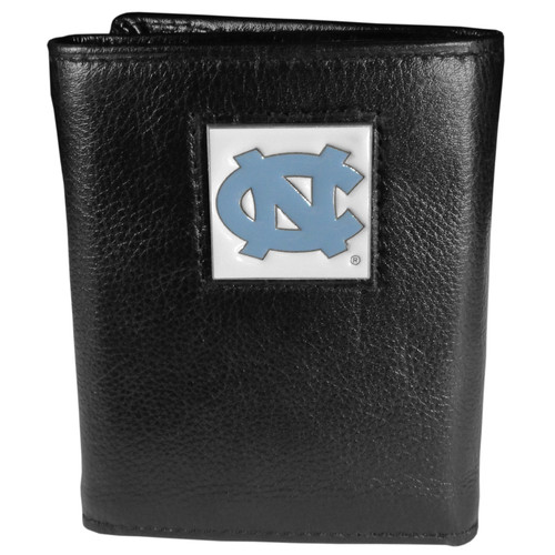 N. Carolina Tar Heels Deluxe Leather Tri-fold Wallet Packaged in Gift Box