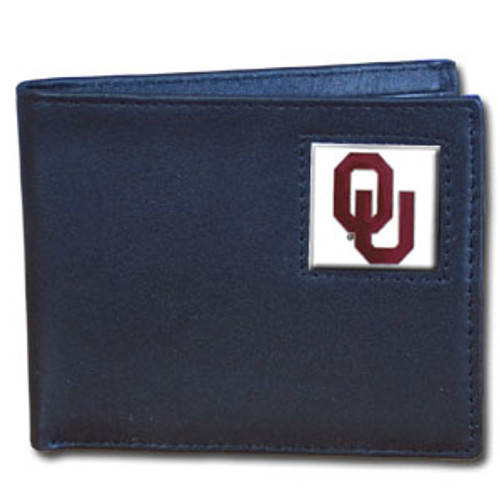 Oklahoma Sooners Leather Bi-fold Wallet Packaged in Gift Box