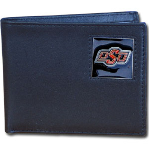 Oklahoma State Cowboys Leather Bi-fold Wallet Packaged in Gift Box