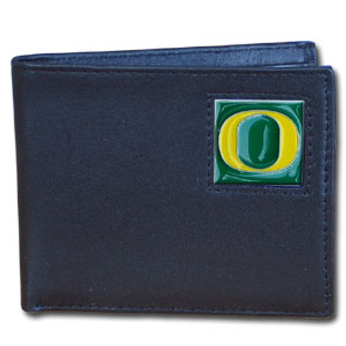 Oregon Ducks Leather Bi-fold Wallet Packaged in Gift Box