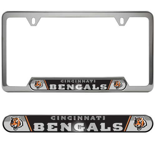 Cincinnati Bengals Embossed License Plate Frame Primary Logo and Wordmark Black