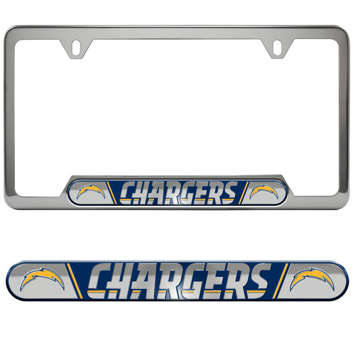 Los Angeles Chargers Embossed License Plate Frame Primary Logo and Wordmark Blue