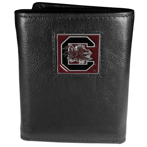 S. Carolina Gamecocks Deluxe Leather Tri-fold Wallet Packaged in Gift Box