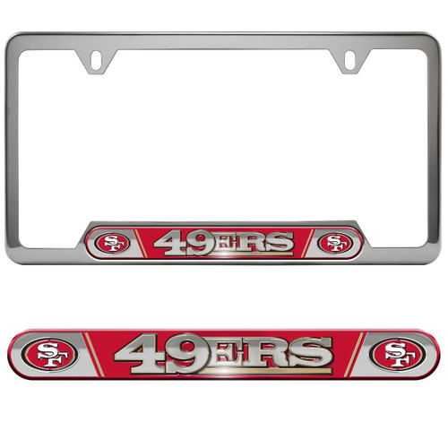 San Francisco 49ers Embossed License Plate Frame Primary Logo and Wordmark Red