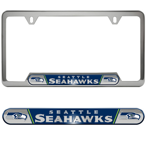 Seattle Seahawks Embossed License Plate Frame Primary Logo and Wordmark Blue