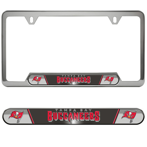 Tampa Bay Buccaneers Embossed License Plate Frame Primary Logo and Wordmark Gray