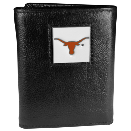 Texas Longhorns Deluxe Leather Tri-fold Wallet Packaged in Gift Box