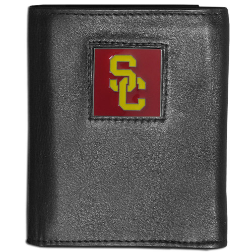 USC Trojans Deluxe Leather Tri-fold Wallet Packaged in Gift Box